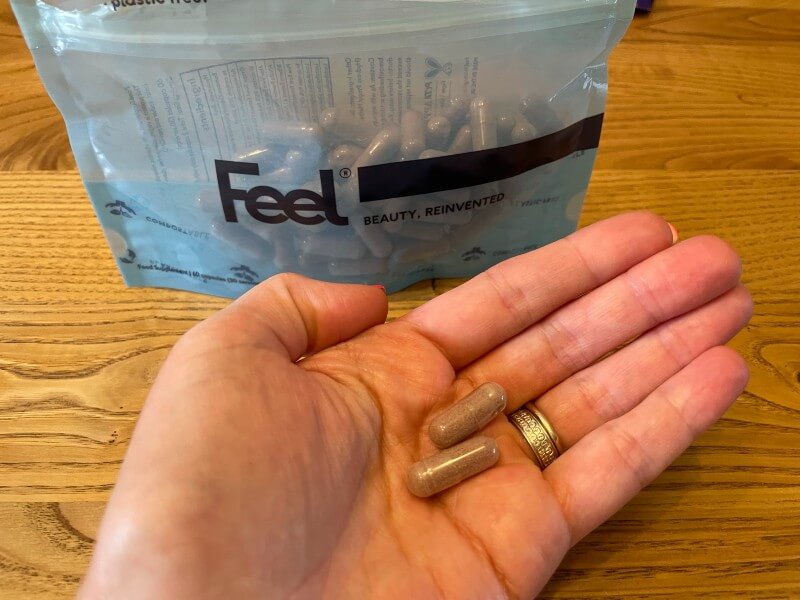 Feel hair skin and nails capsules in hand