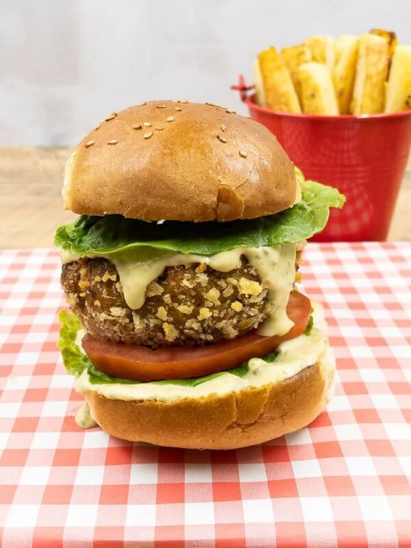 vegan chicken-style burger